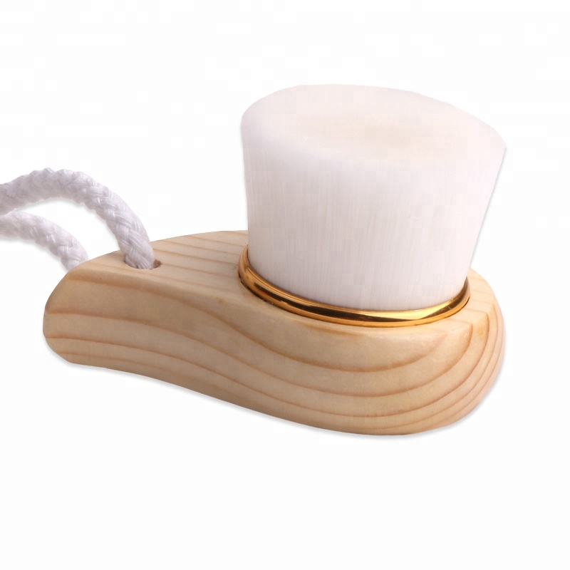 Wood handle face cleaning brush soft facial washing brushes