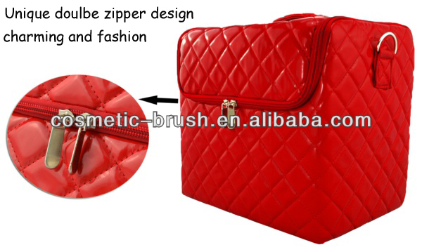 Leather Red Cosmetic Storage/Organizer Box Makeup Kit